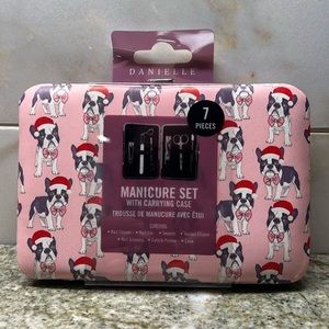 NEW French Bulldog Frenchie Boston Terrier Santa Manicure Set Case Christmas